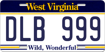 WV license plate DLB999