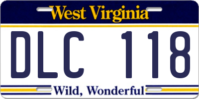 WV license plate DLC118