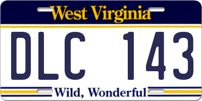 WV license plate DLC143
