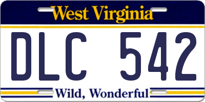 WV license plate DLC542