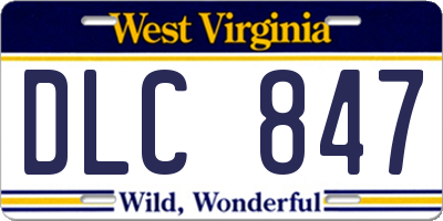 WV license plate DLC847