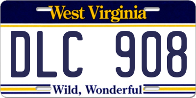 WV license plate DLC908