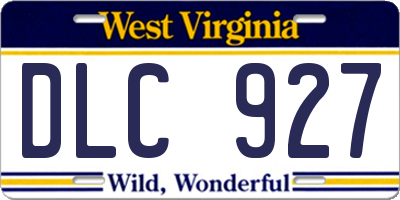 WV license plate DLC927