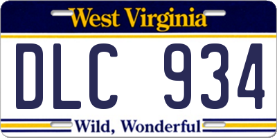 WV license plate DLC934