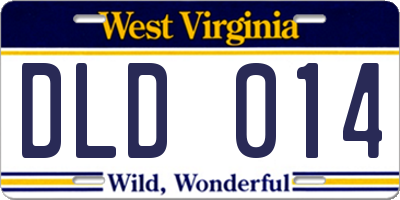 WV license plate DLD014