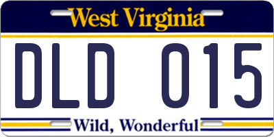 WV license plate DLD015
