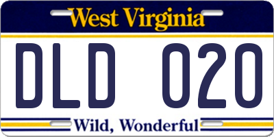 WV license plate DLD020