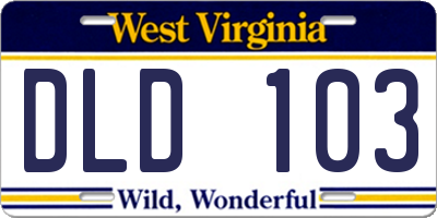 WV license plate DLD103
