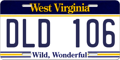 WV license plate DLD106