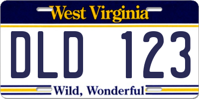 WV license plate DLD123