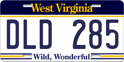 WV license plate DLD285