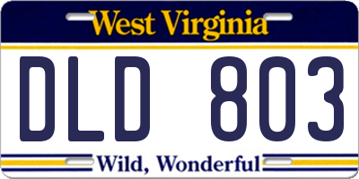 WV license plate DLD803