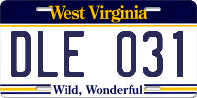 WV license plate DLE031