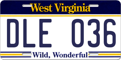 WV license plate DLE036