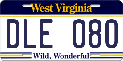 WV license plate DLE080