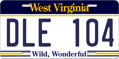 WV license plate DLE104
