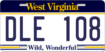 WV license plate DLE108