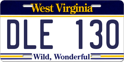 WV license plate DLE130