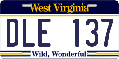 WV license plate DLE137