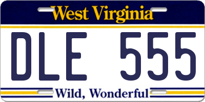 WV license plate DLE555