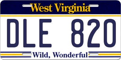 WV license plate DLE820