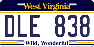 WV license plate DLE838