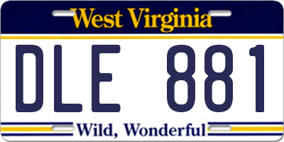 WV license plate DLE881