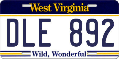 WV license plate DLE892