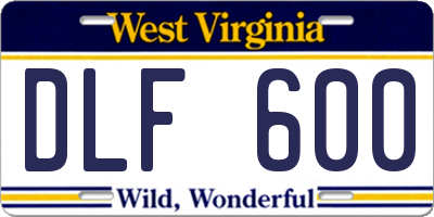 WV license plate DLF600