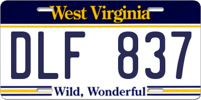 WV license plate DLF837