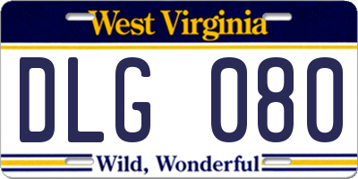 WV license plate DLG080