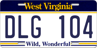 WV license plate DLG104