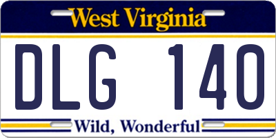 WV license plate DLG140