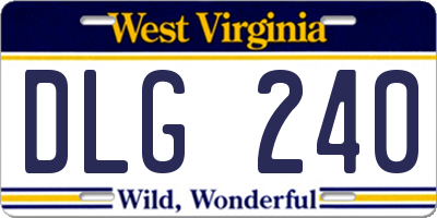 WV license plate DLG240