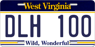 WV license plate DLH100