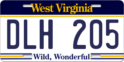 WV license plate DLH205