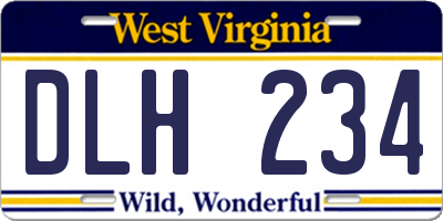 WV license plate DLH234