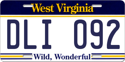 WV license plate DLI092