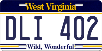 WV license plate DLI402