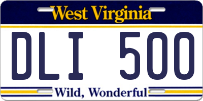 WV license plate DLI500