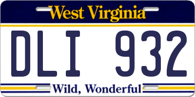 WV license plate DLI932
