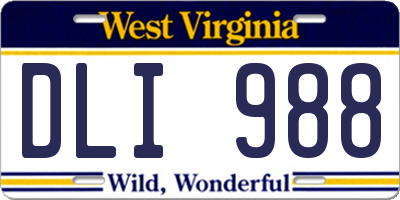 WV license plate DLI988