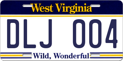 WV license plate DLJ004