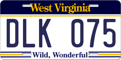 WV license plate DLK075