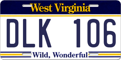 WV license plate DLK106