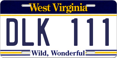WV license plate DLK111