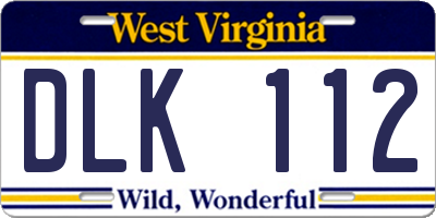 WV license plate DLK112