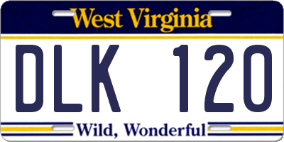WV license plate DLK120