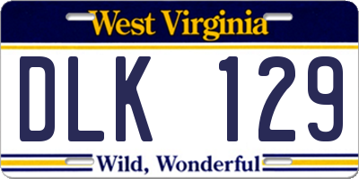 WV license plate DLK129