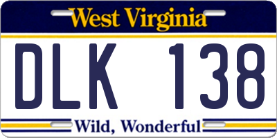 WV license plate DLK138
